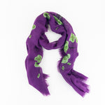 Jitni Floral Cashmere Scarf in Purple/Green - Big Bag NY