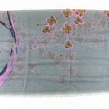 Jitni Floral Cashmere Scarf in Grey/Pink - Big Bag NY