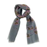 Jitni Floral Cashmere Scarf in Grey/Pink - Big Bag NY