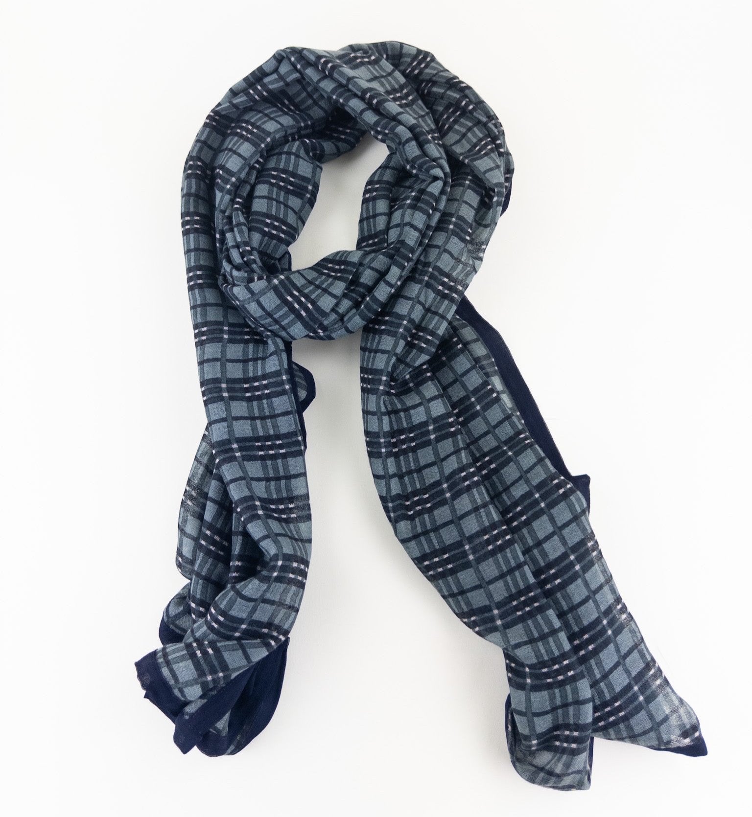 Jitni Grey/Navy Plaid Scarf - Big Bag NY