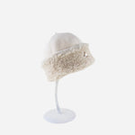 Angiolo Frasconi Wool Blend Hat with Jewel in Cream - Big Bag NY