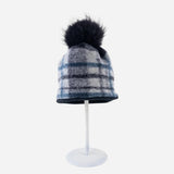 Angiolo Frasconi Tartan Hat with Pom Pom in Blue - Big Bag NY