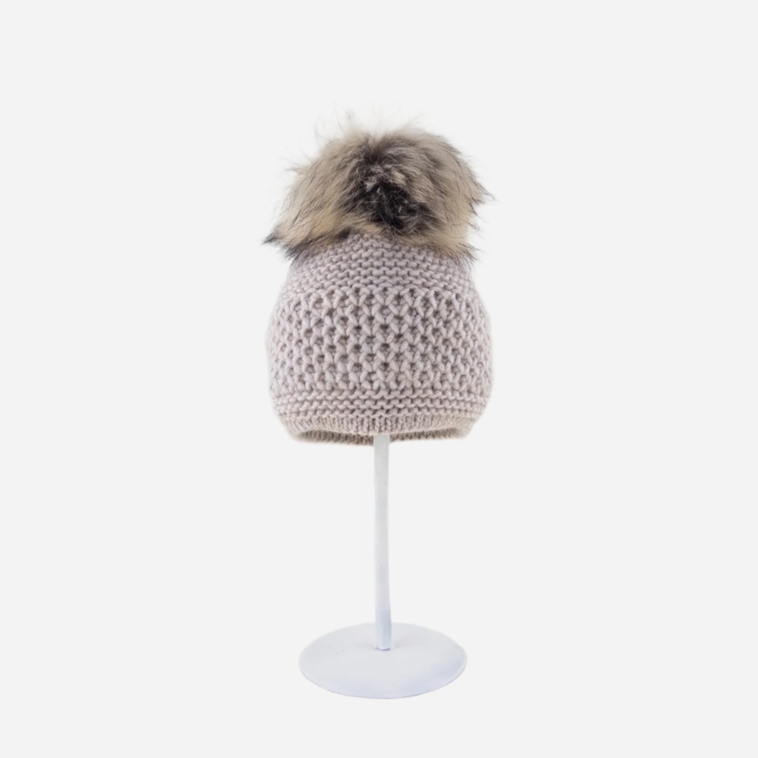 Angiolo Frasconi Alpaca Blend Hat with Pom Pom in Beige - Big Bag NY