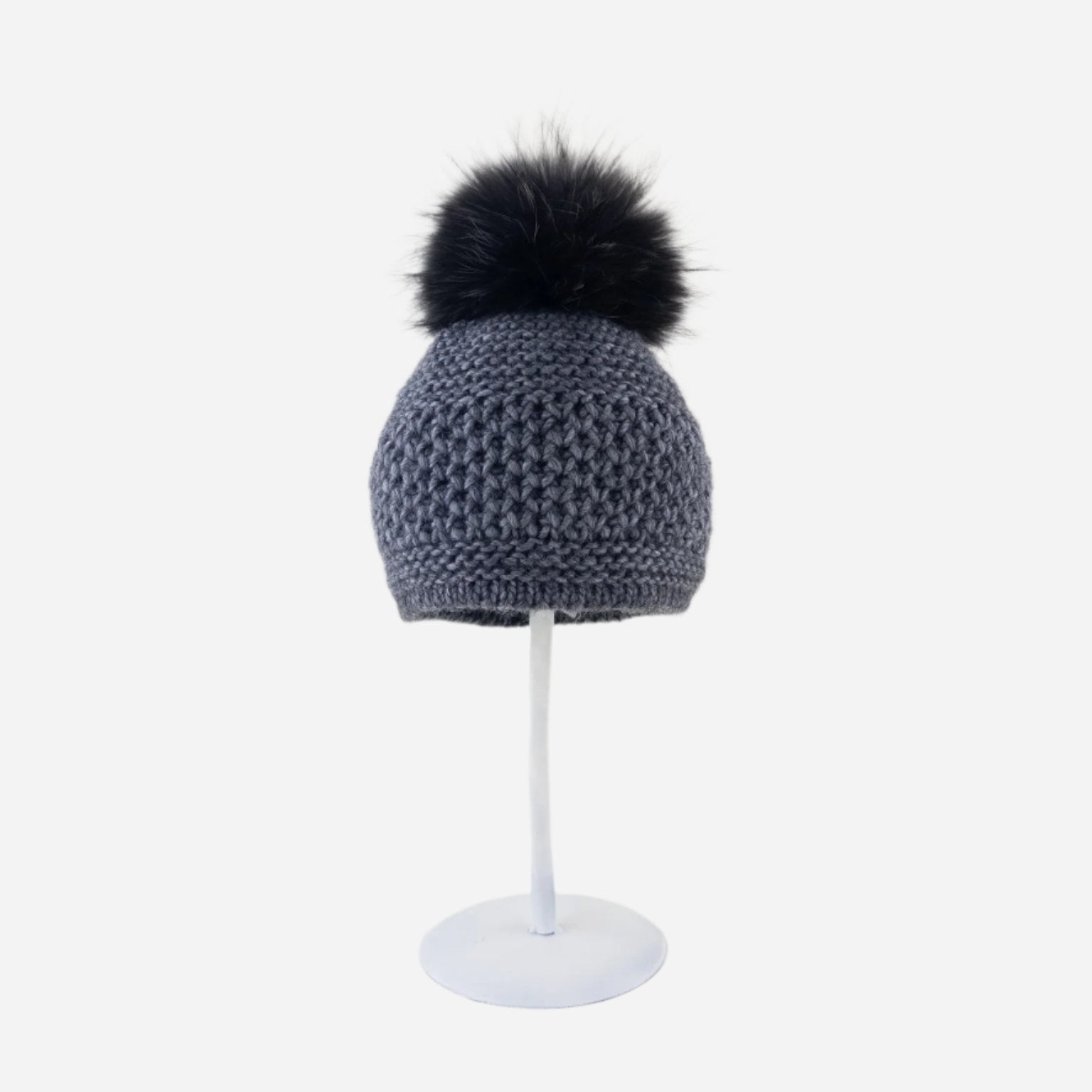 Angiolo Frasconi Alpaca Blend Hat with Pom Pom in Grey - Big Bag NY