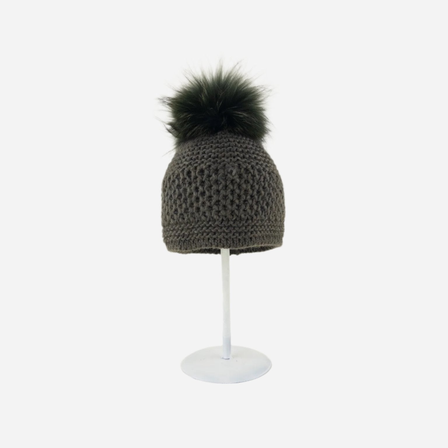 Angiolo Frasconi Alpaca Blend Hat with Pom Pom in Khaki - Big Bag NY