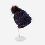 Angiolo Frasconi Multicolor Beanie with Pom Pom in Navy - Big Bag NY