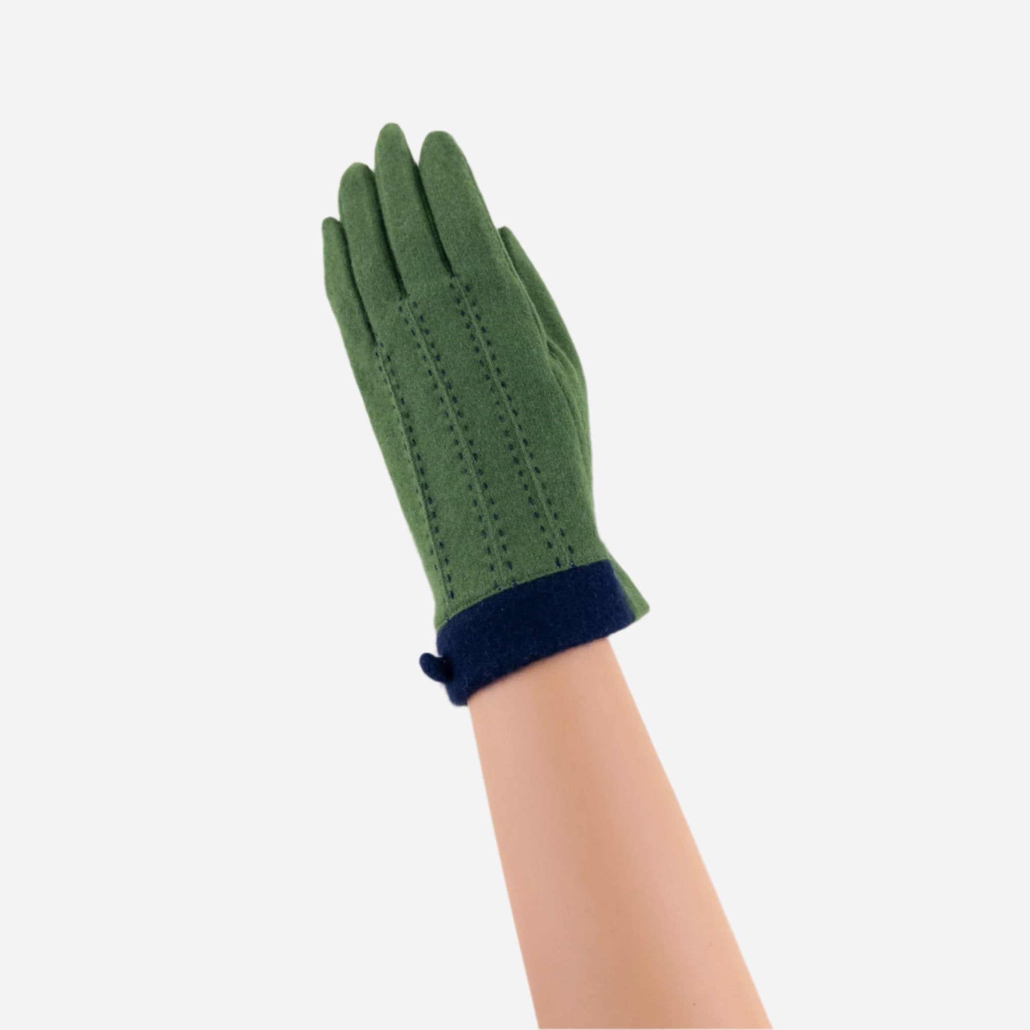 Green L'Apero DIJON Contrast Trim Gloves - Big Bag NY