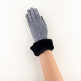 Grey L'Apero VENISSIEUX Long Texting Glove with Faux Fur Trim - Big Bag NY