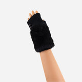 Black L'Apero LES Fur Cuff Mittens - Big Bag NY