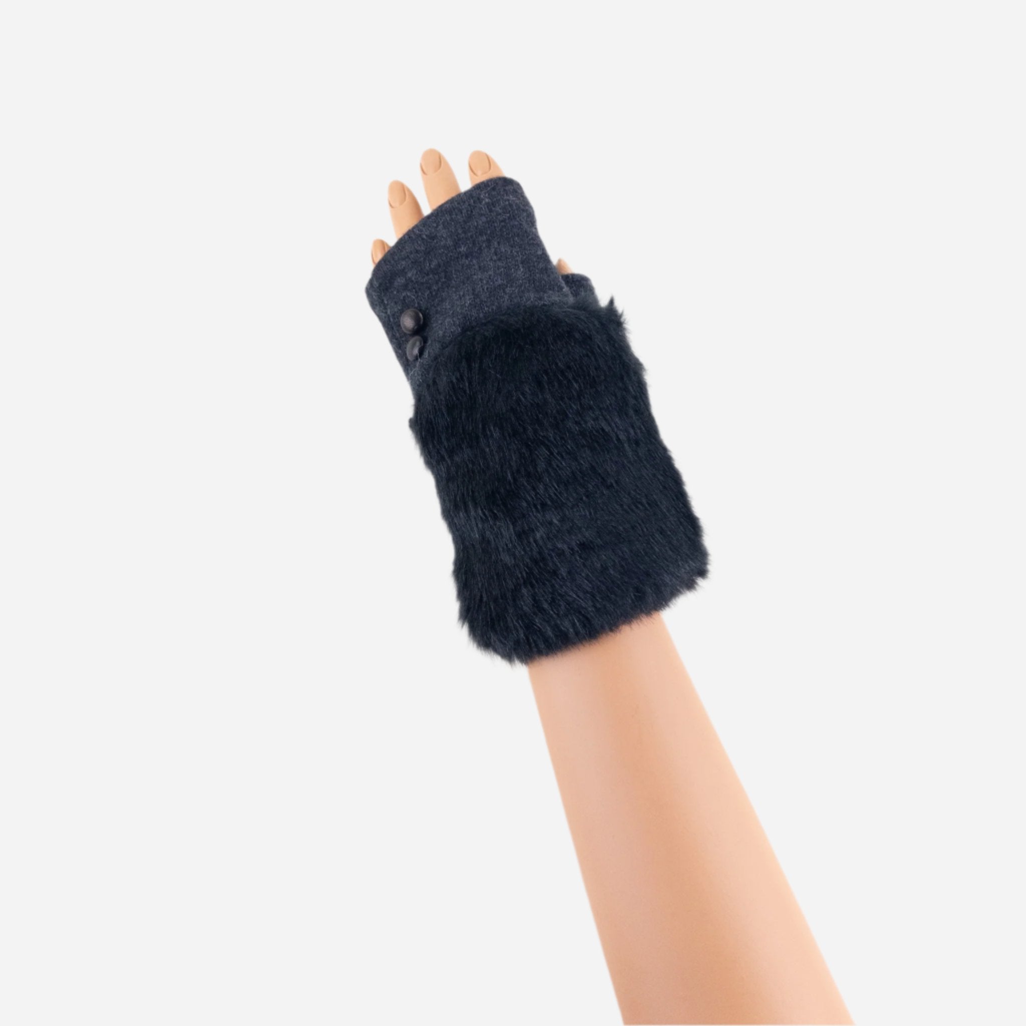 Charcoal L'Apero LES Fur Cuff Mittens - Big Bag NY