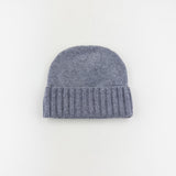 Grey Riviera Cashmere Beanie with Fold - Big Bag NY