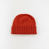 Orange Riviera Cashmere Beanie with Fold - Big Bag NY