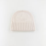 Cream Riviera Cashmere Beanie with Fold - Big Bag NY