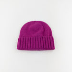 Fuchsia Riviera Cashmere Beanie with Fold - Big Bag NY