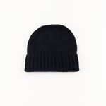 Black Riviera Cashmere Beanie with Fold - Big Bag NY