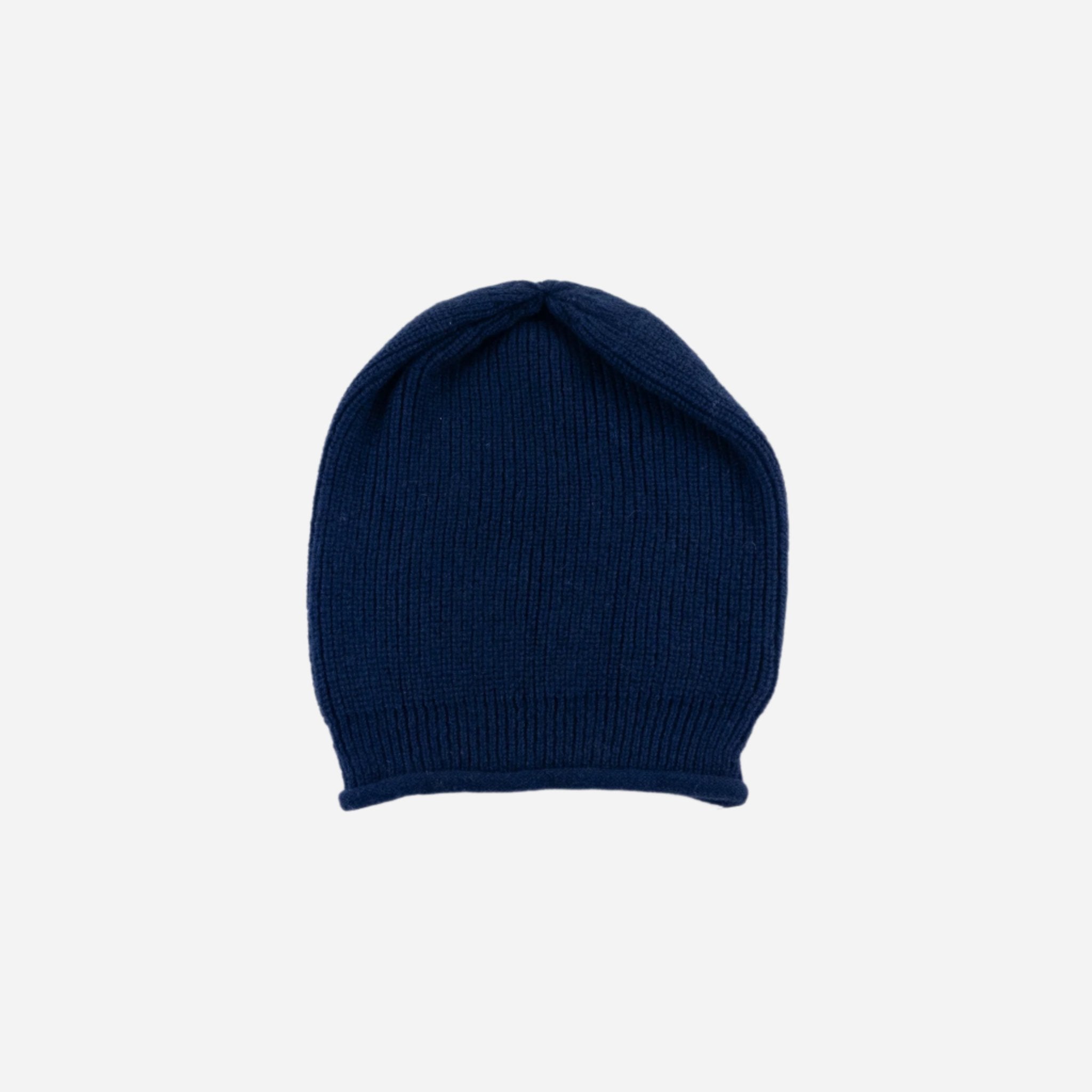 Navy Riviera Cashmere Puff Beanie - Big Bag NY