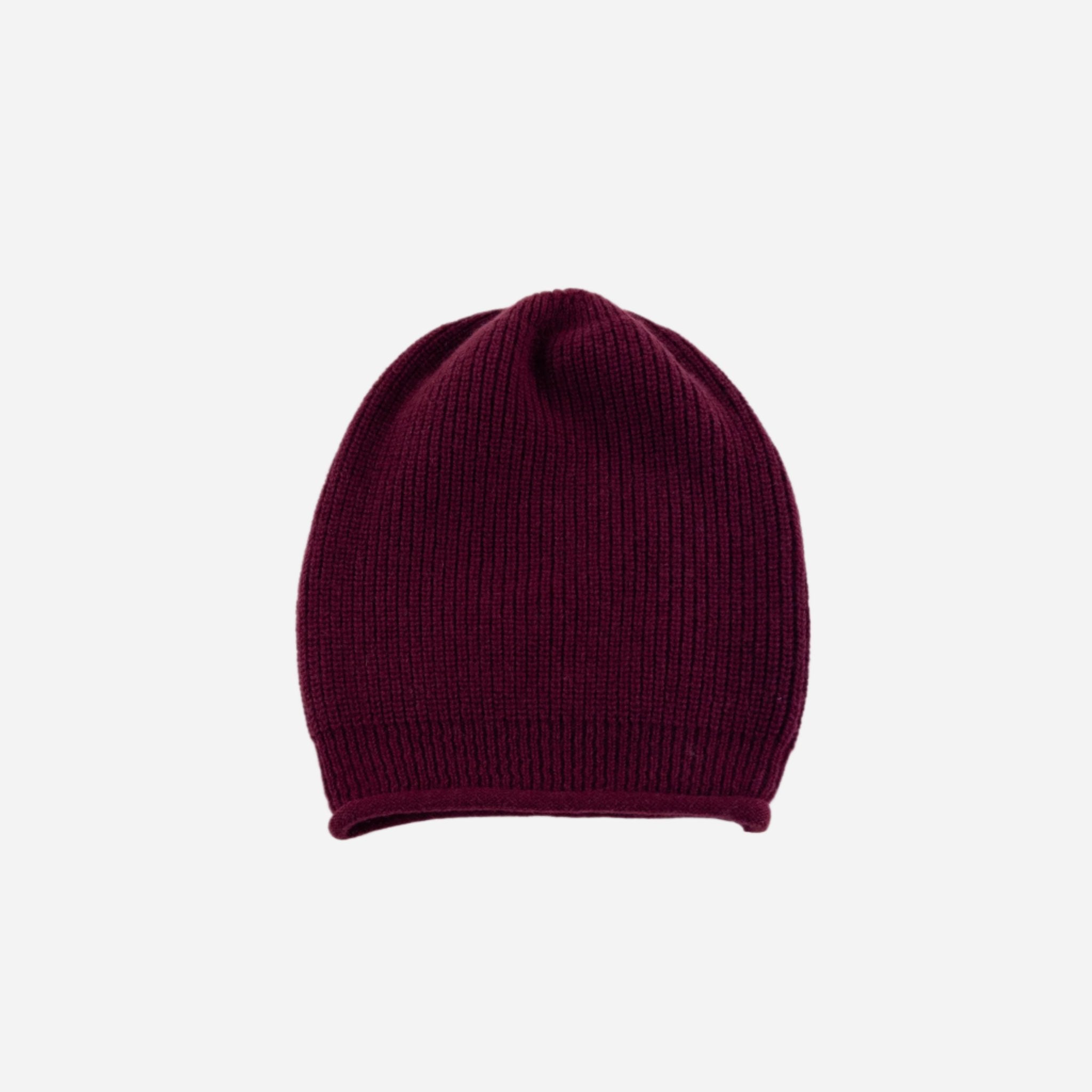 Burgundy Riviera Cashmere Puff Beanie - Big Bag NY