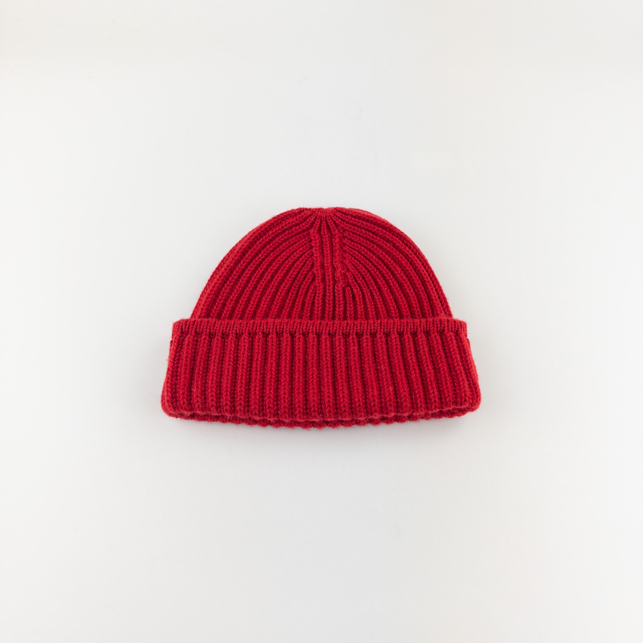 Red Riviera Cashmere Wide Ribbed Beanie - Big Bag NY