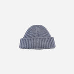 Grey Riviera Cashmere Wide Ribbed Beanie - Big Bag NY