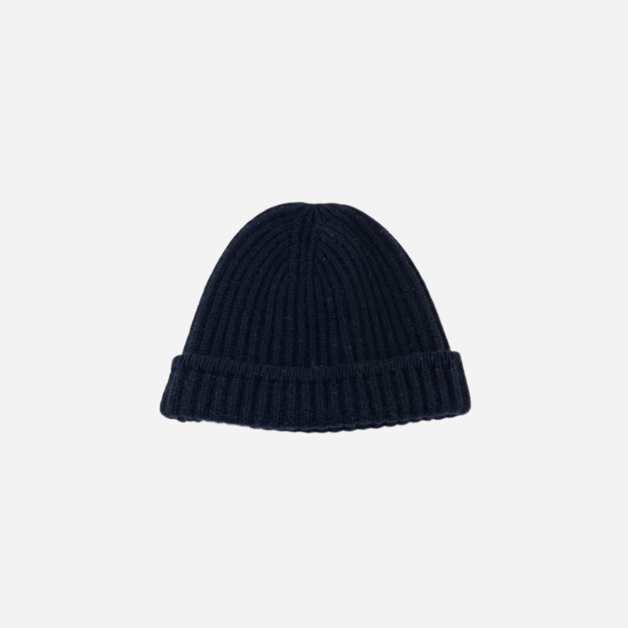 Black Riviera Cashmere Wide Ribbed Beanie - Big Bag NY