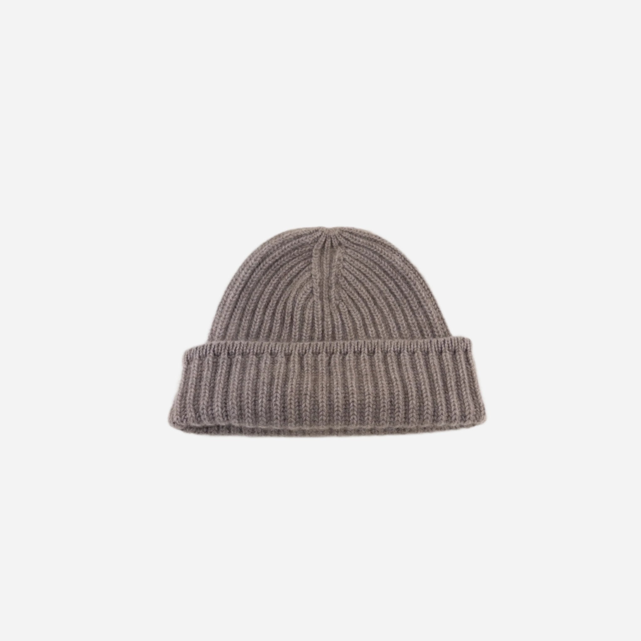 Taupe Riviera Cashmere Wide Ribbed Beanie - Big Bag NY