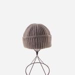 Taupe Riviera Cashmere Wide Ribbed Beanie - Big Bag NY