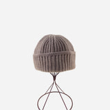 Taupe Riviera Cashmere Wide Ribbed Beanie - Big Bag NY