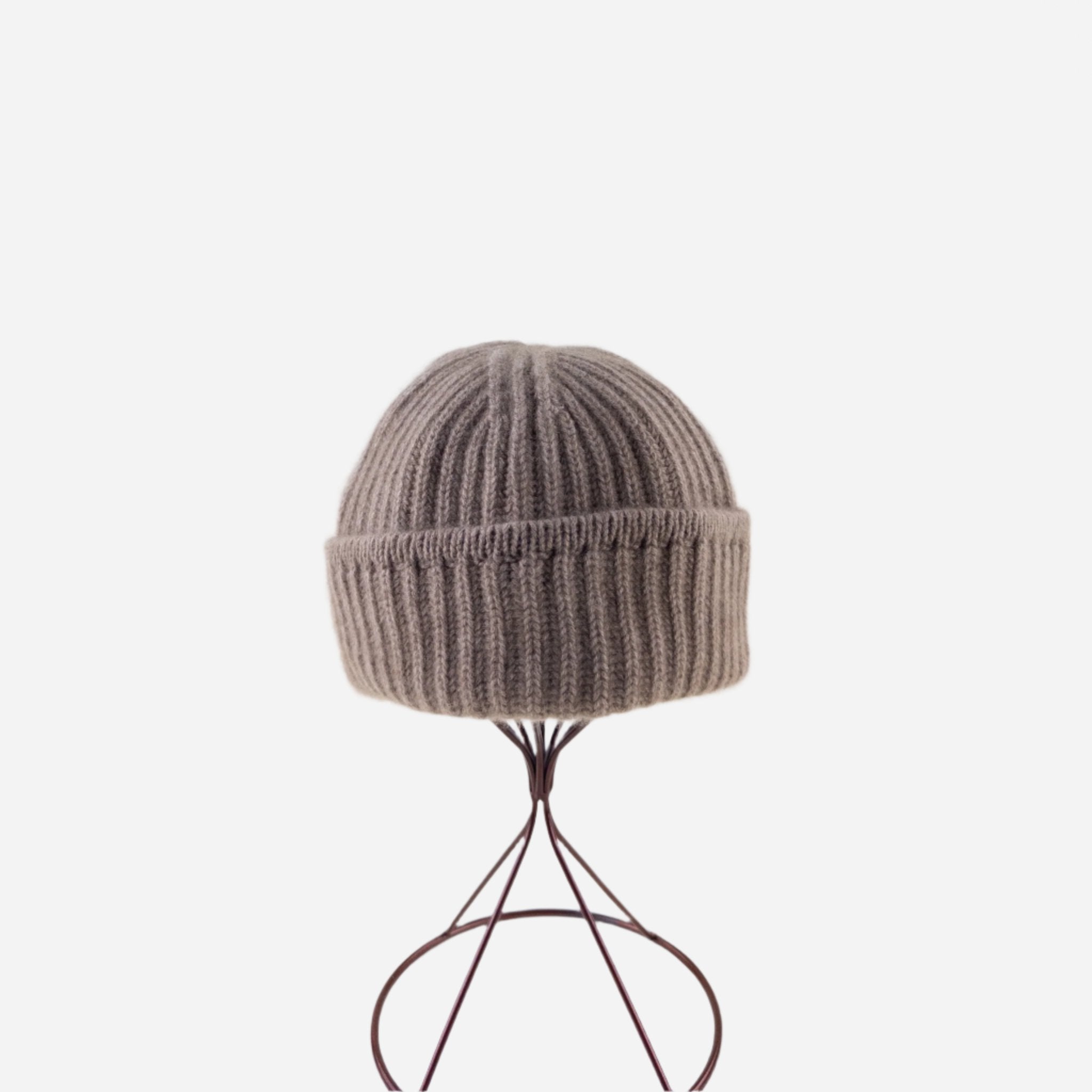 Taupe Riviera Cashmere Wide Ribbed Beanie - Big Bag NY