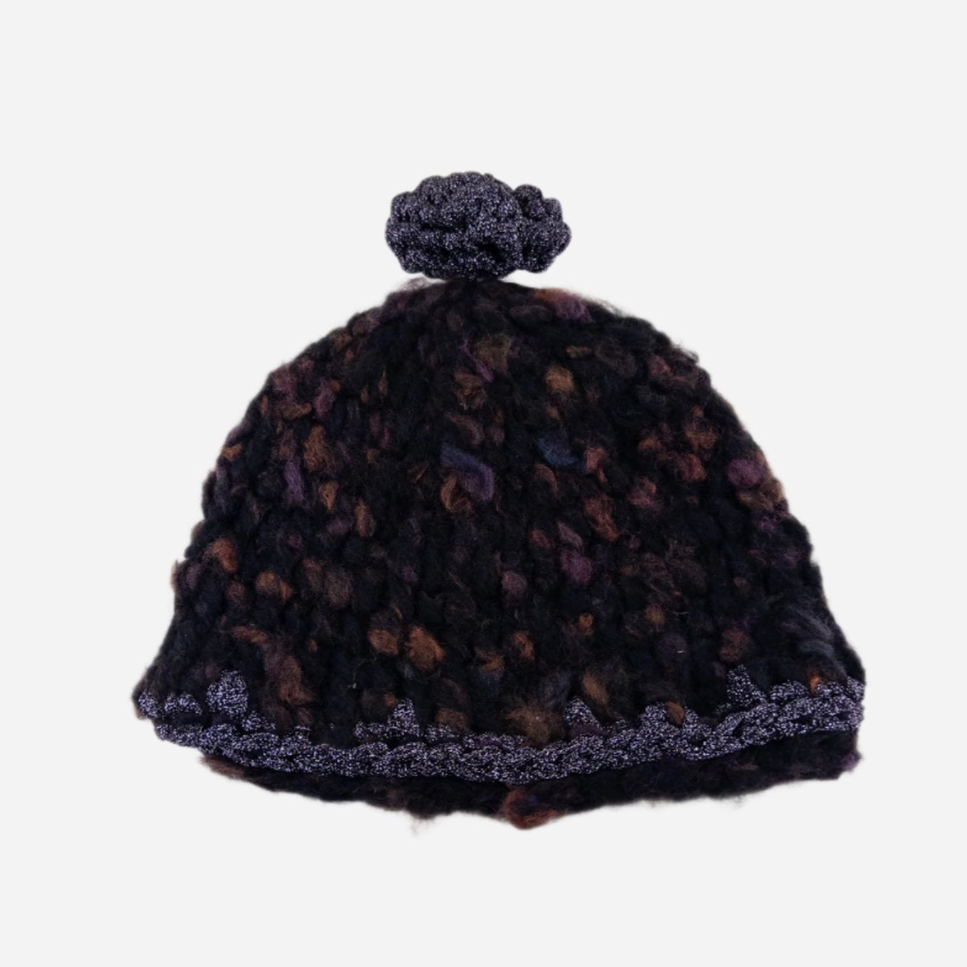 Ferruccio Vecchi Beanie with Metallic Pom Pom in Black - Big Bag NY