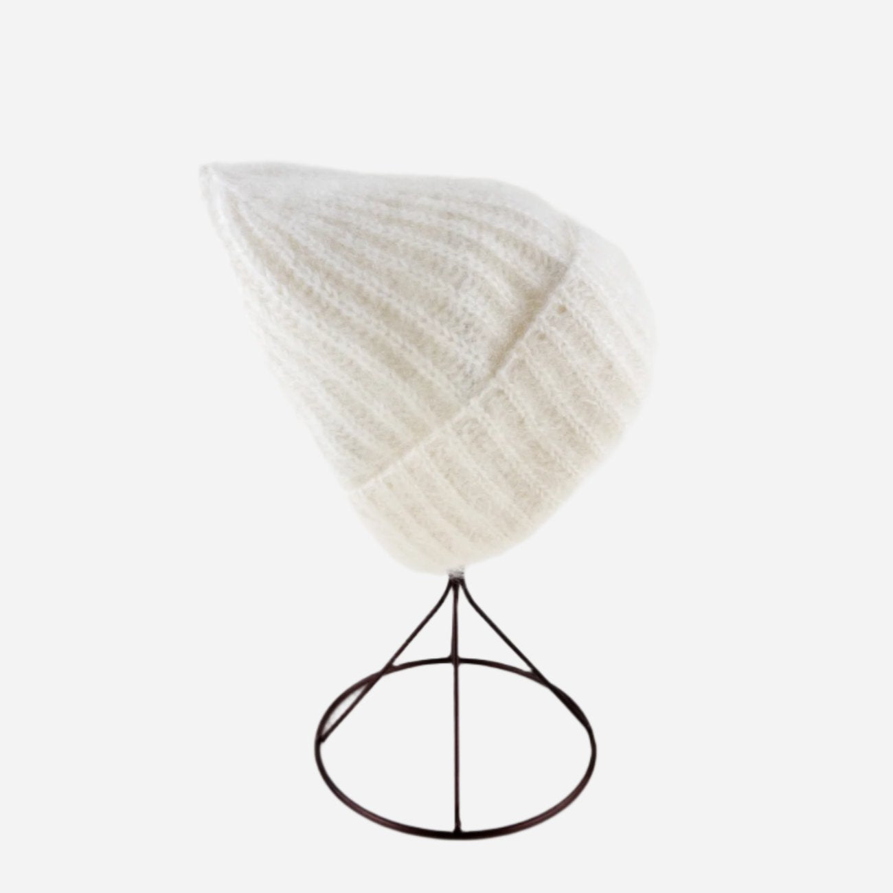 White Ferruccio Vecchi Mohair Beanie - Big Bag NY