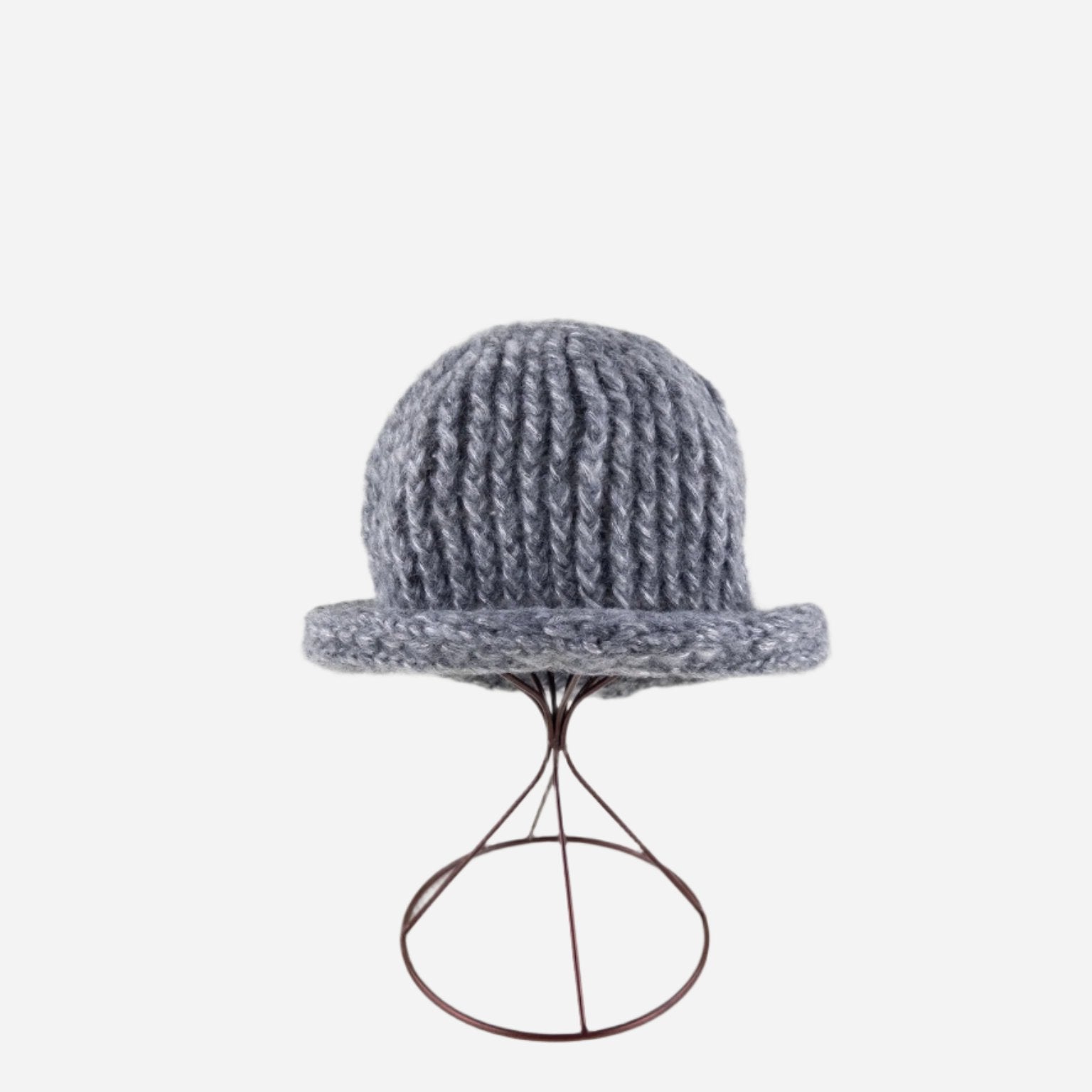 Grey Ferruccio Vecchi Metallic Beanie with Rolled Trim - Big Bag NY