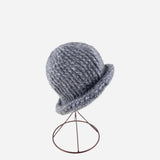 Grey Ferruccio Vecchi Metallic Beanie with Rolled Trim - Big Bag NY