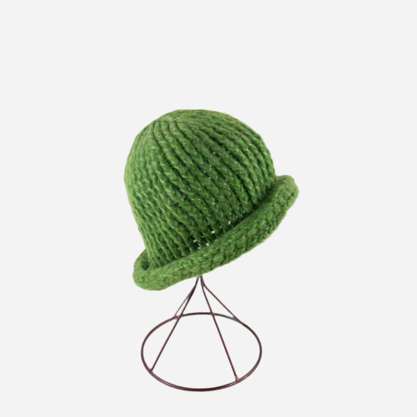 Green Ferruccio Vecchi Metallic Beanie with Rolled Trim - Big Bag NY