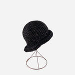 Black Ferruccio Vecchi Metallic Beanie with Rolled Trim - Big Bag NY