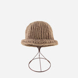 Tan Ferruccio Vecchi Metallic Beanie with Rolled Trim - Big Bag NY