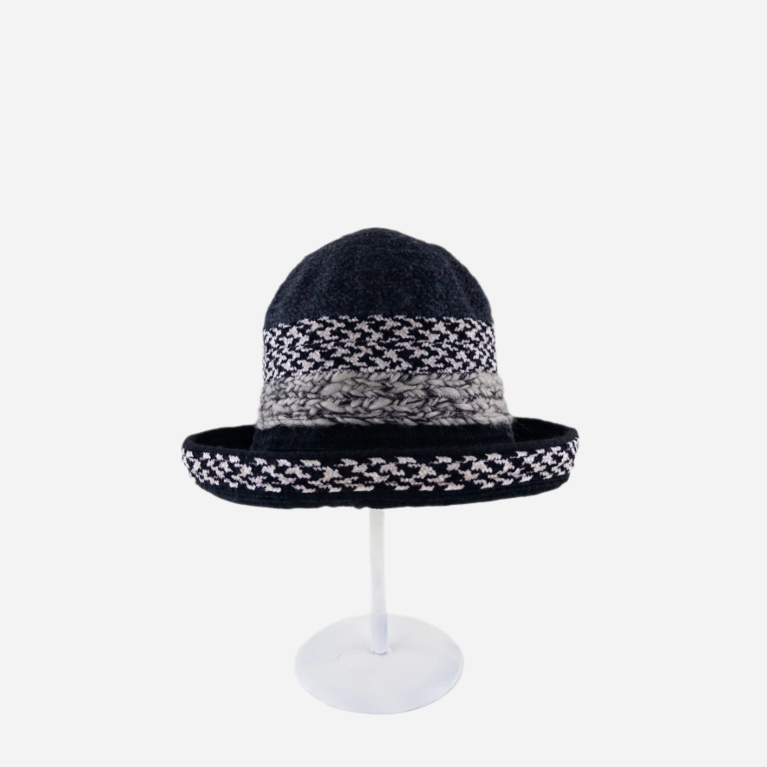 Black Ferruccio Vecchi Multi Texture Hat - Big Bag NY