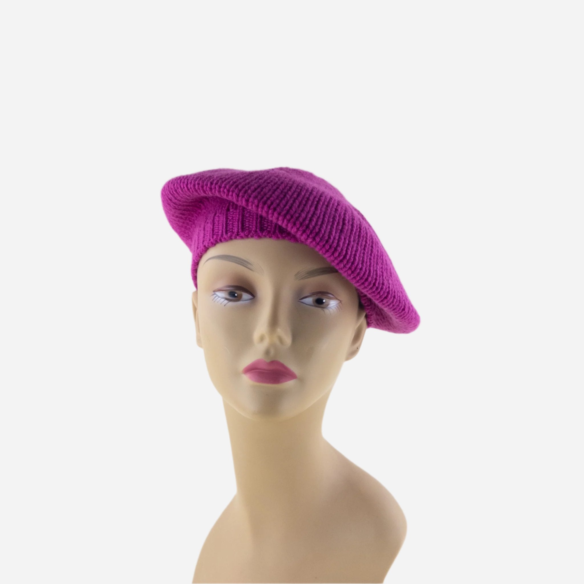 Fuchsia Riviera Plain Cashmere Beret - Big Bag NY