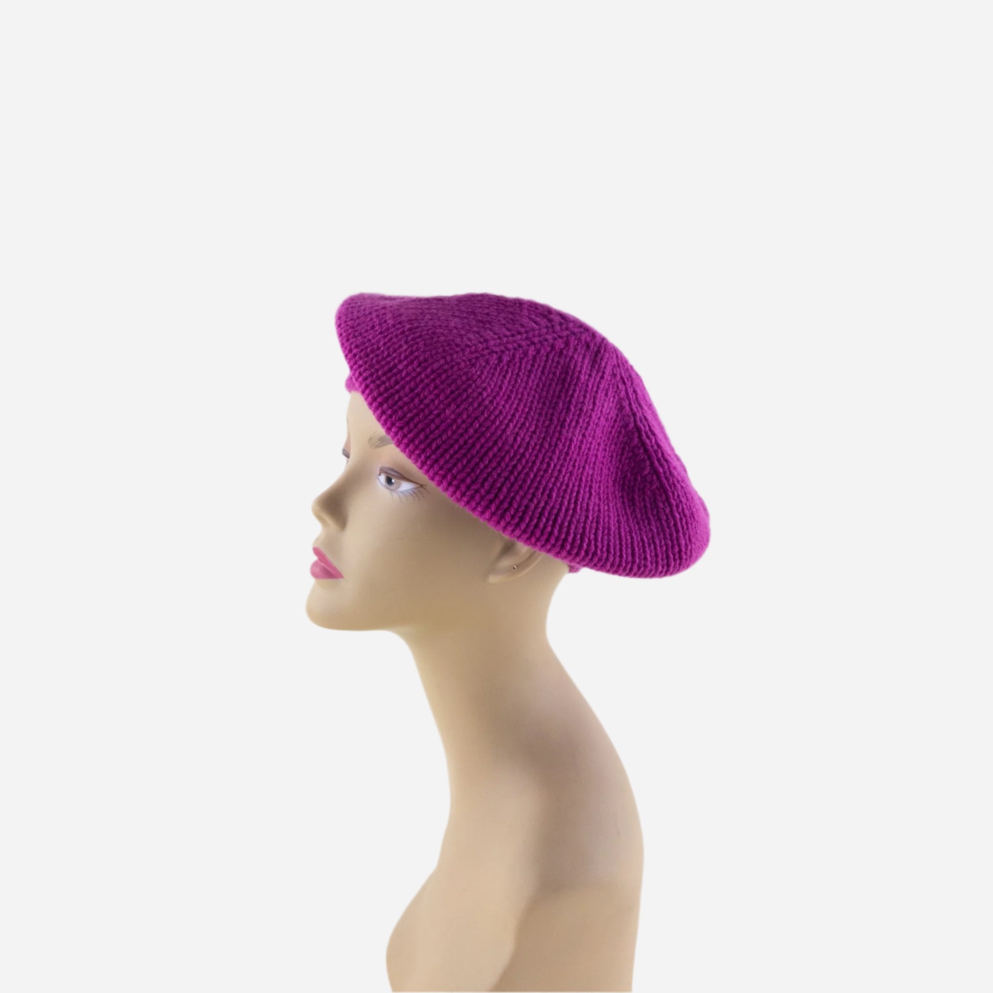 Fuchsia Riviera Plain Cashmere Beret - Big Bag NY