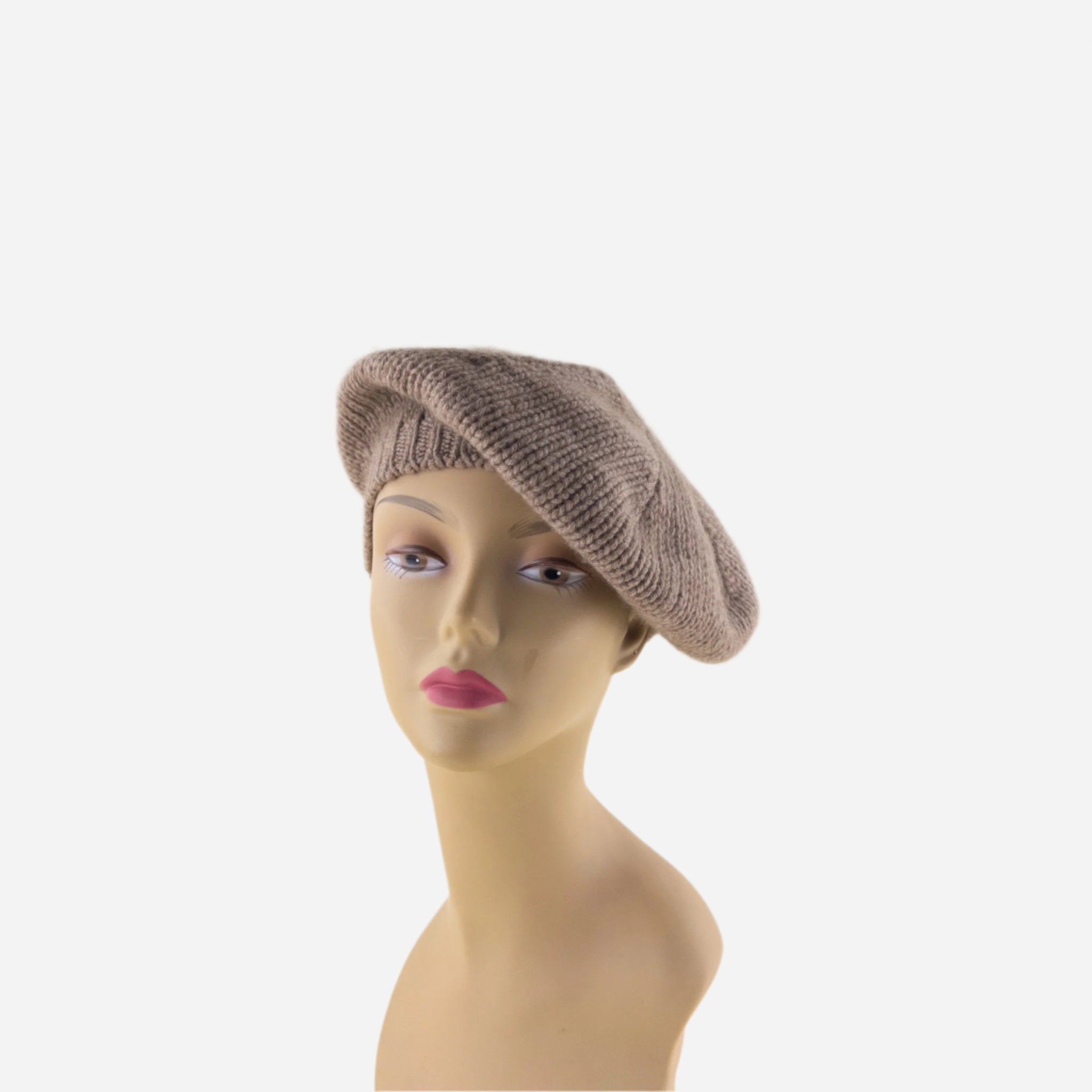 Brown Riviera Plain Cashmere Beret - Big Bag NY