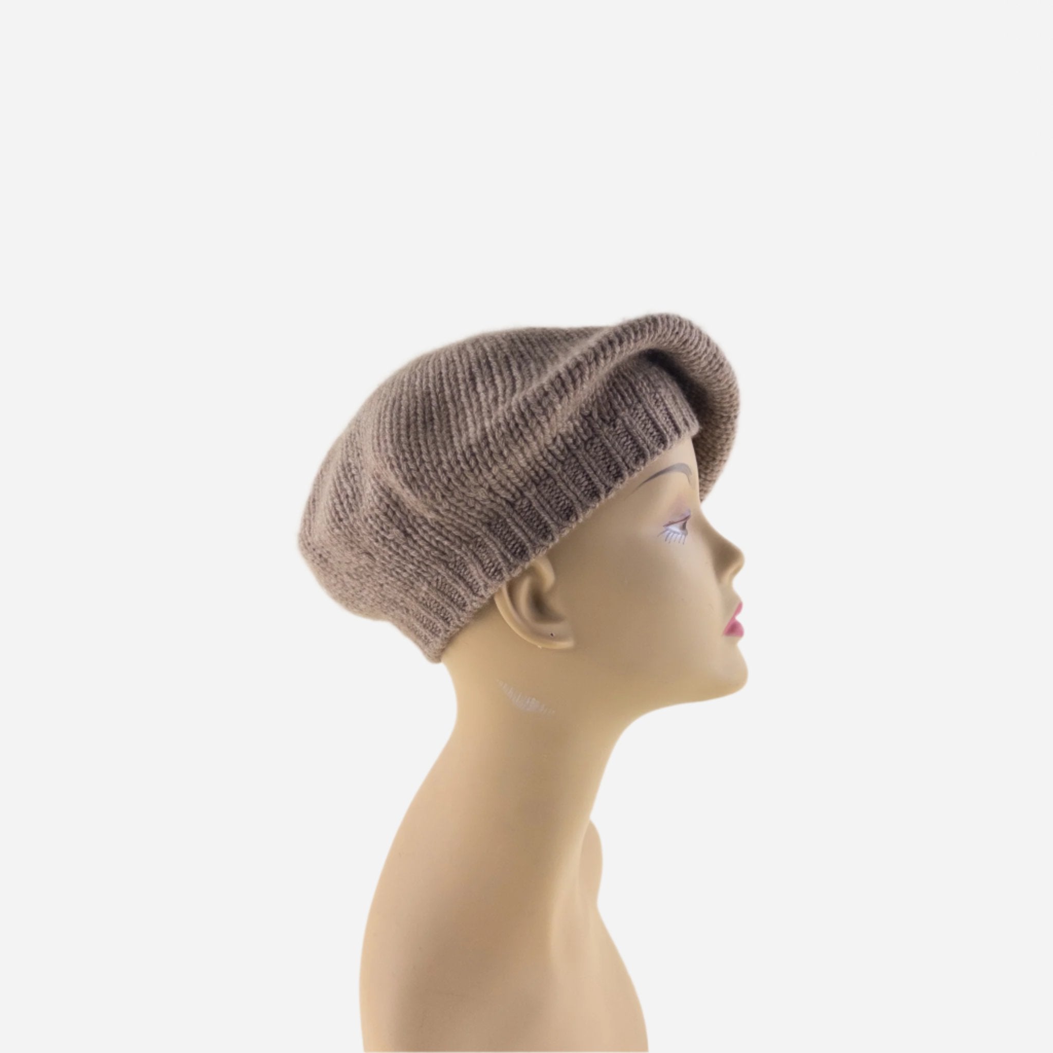 Brown Riviera Plain Cashmere Beret - Big Bag NY