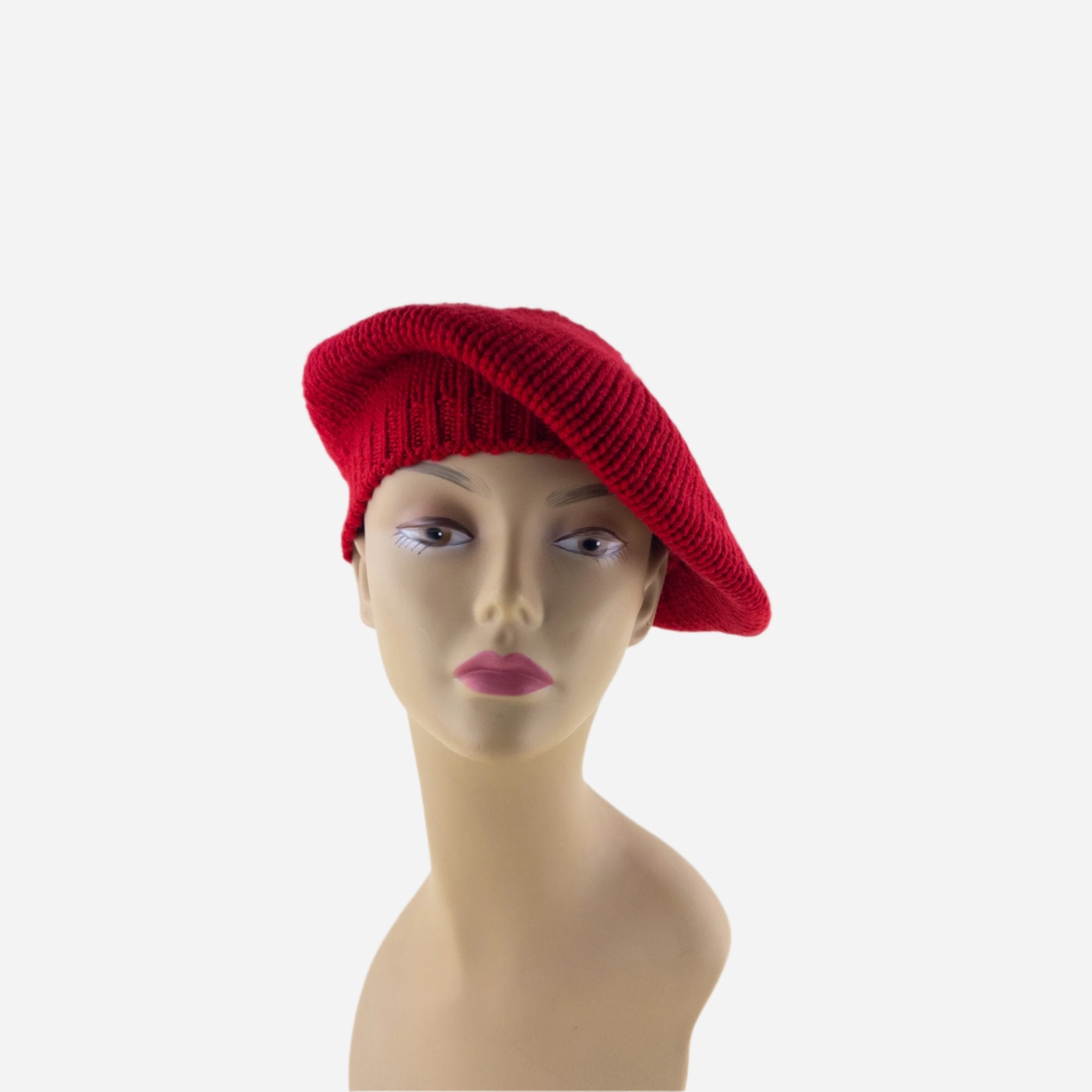 Red Riviera Plain Cashmere Beret - Big Bag NY