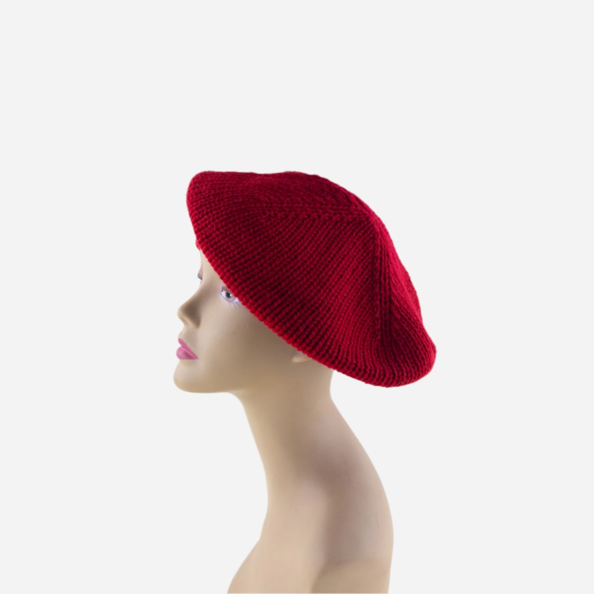 Red Riviera Plain Cashmere Beret - Big Bag NY