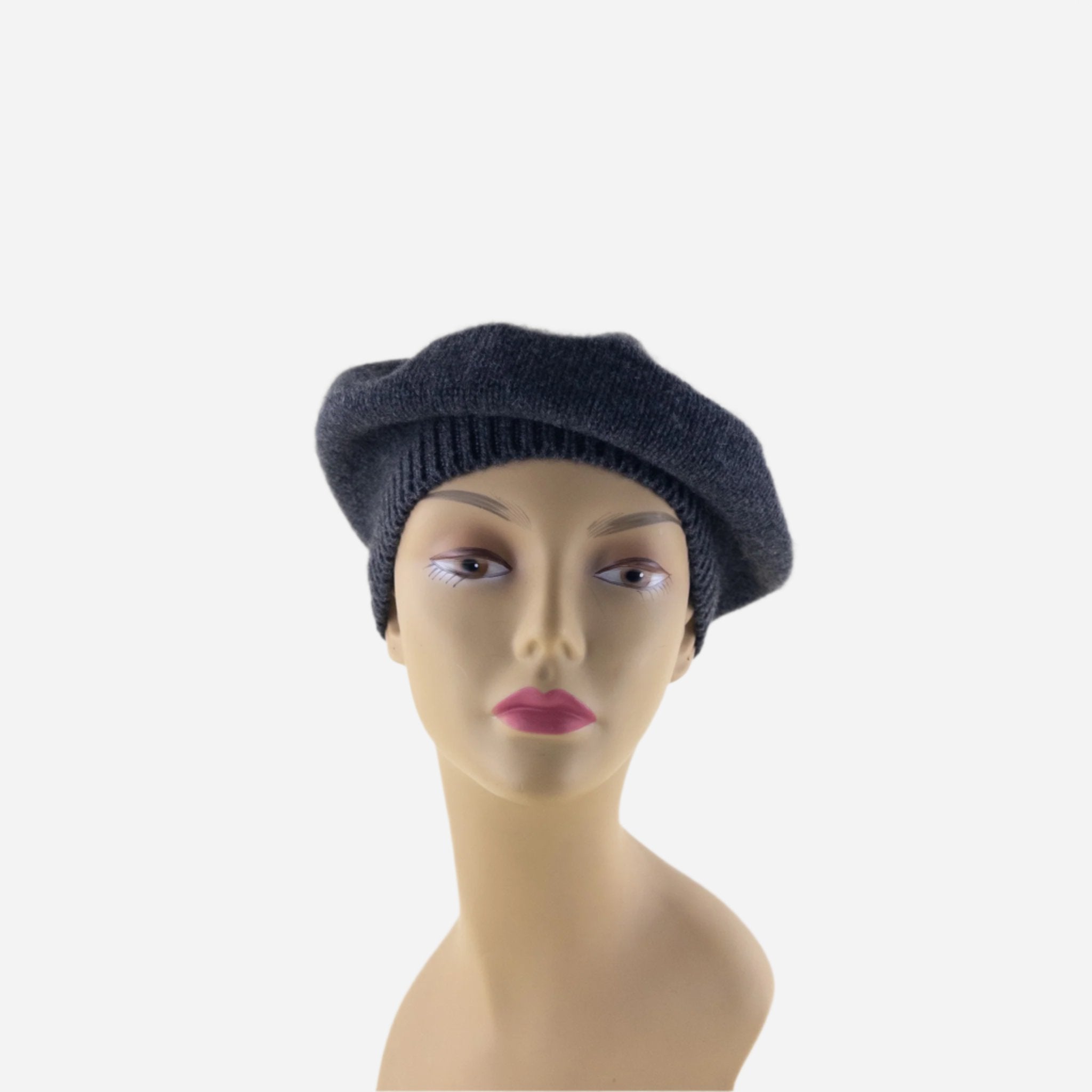 Grey Riviera Plain Cashmere Beret - Big Bag NY