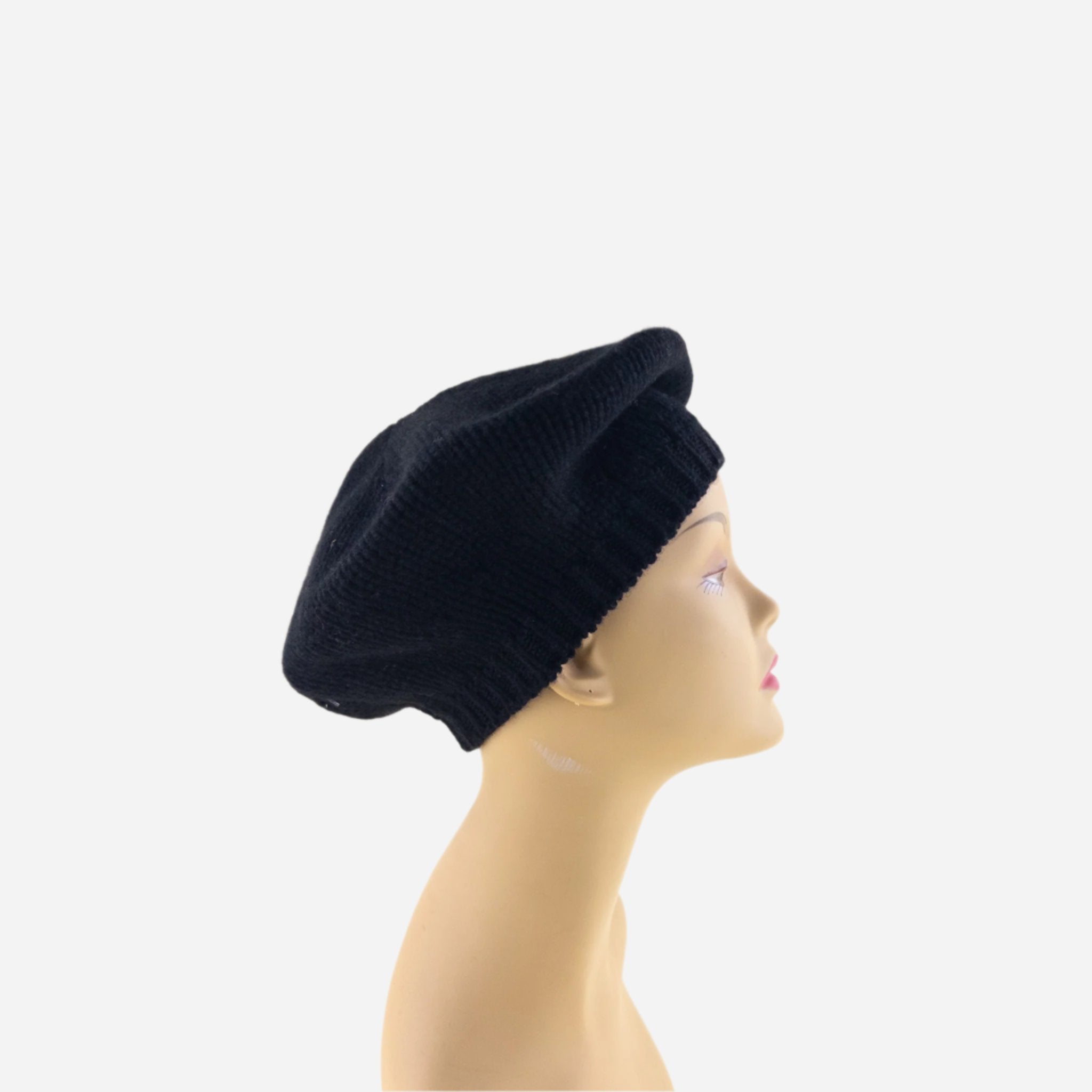 Black Riviera Plain Cashmere Beret - Big Bag NY