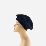 Black Riviera Plain Cashmere Beret - Big Bag NY