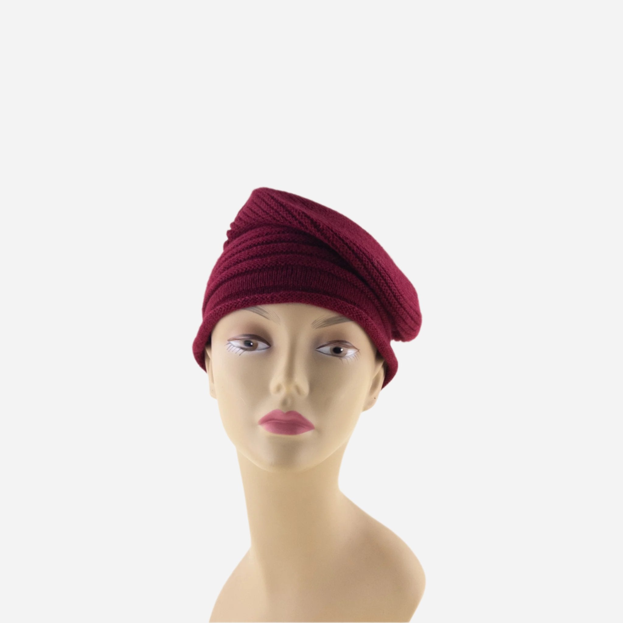 Riviera Burgundy Cashmere Ribbed Beret - Big Bag NY 