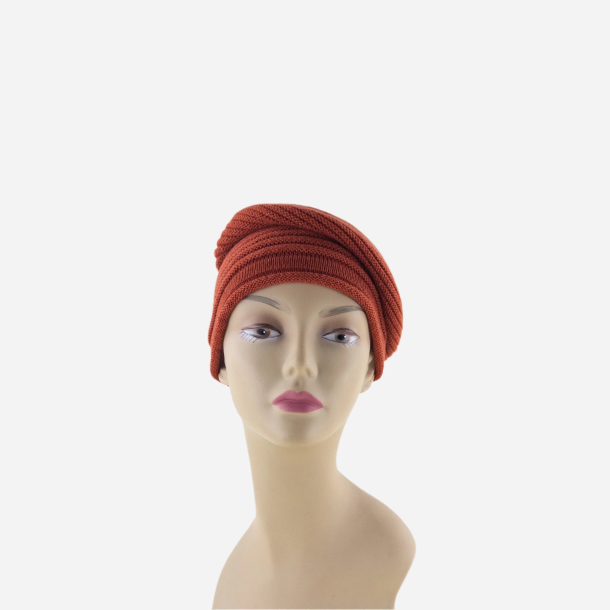 Riviera Orange Cashmere Ribbed Beret - Big Bag NY 