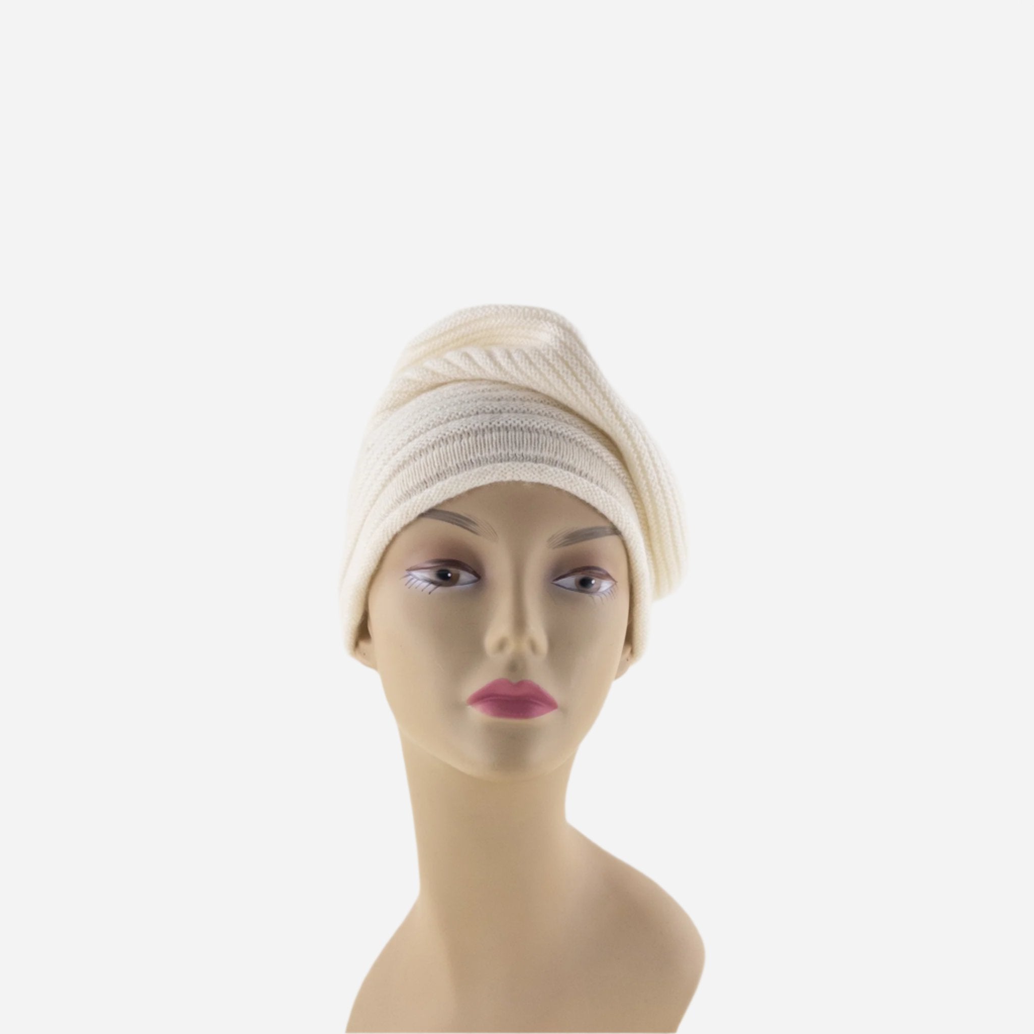 Riviera Cream Cashmere Ribbed Beret - Big Bag NY 