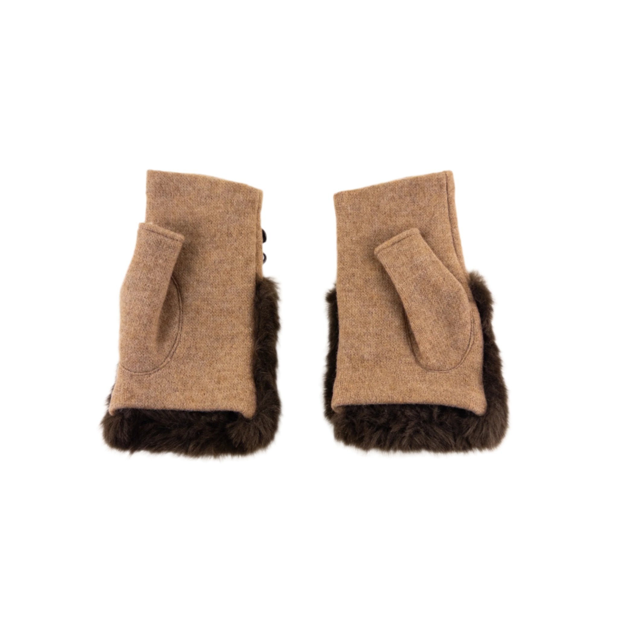 Camel L'Apero LES Fur Cuff Mittens - Big Bag NY