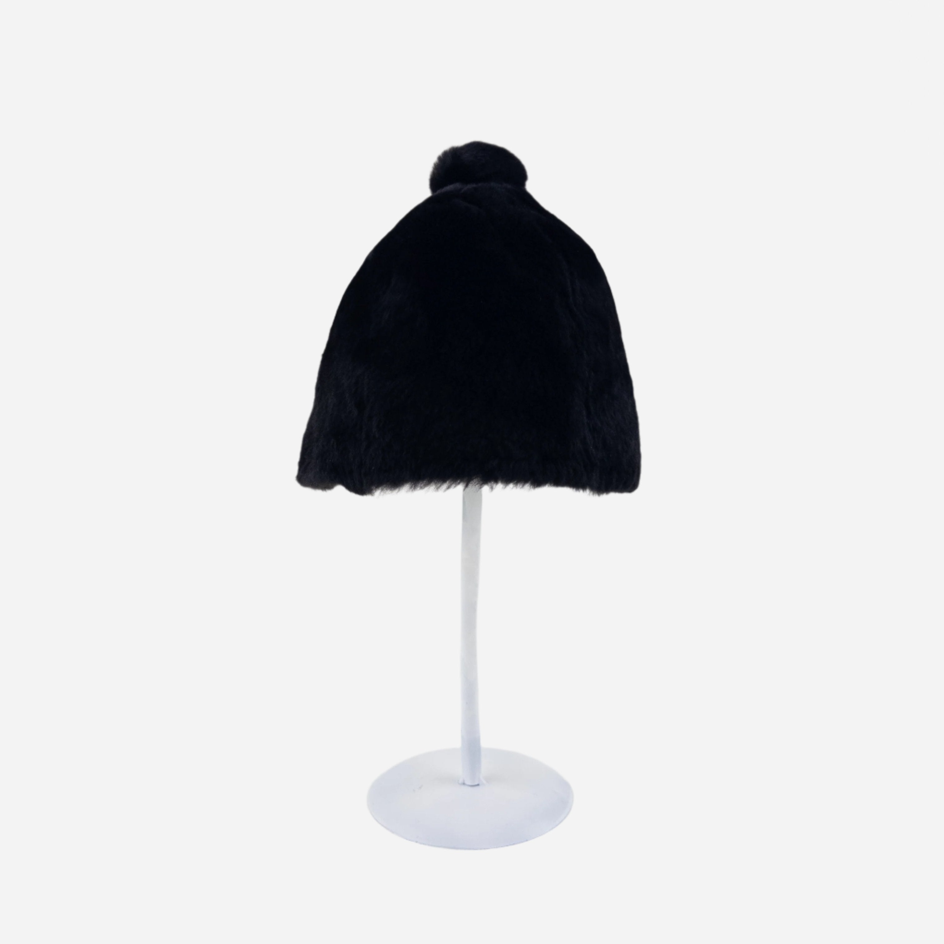 Mühlbauer Black Shearling Beanie with Pom-Pom - Big Bag NY